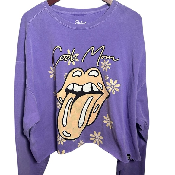 slyfox Tops - Women’s “Cool Mom “ Graphic Purple Sweatshirt Crop Plus 3X